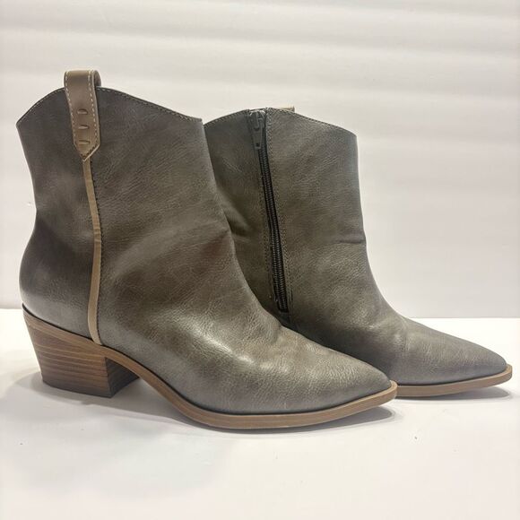 Universal Thread Boots Womens Marlow Zip Cowboy Pointed Bootie Grey Heels Size 8 - Picture 1 of 16